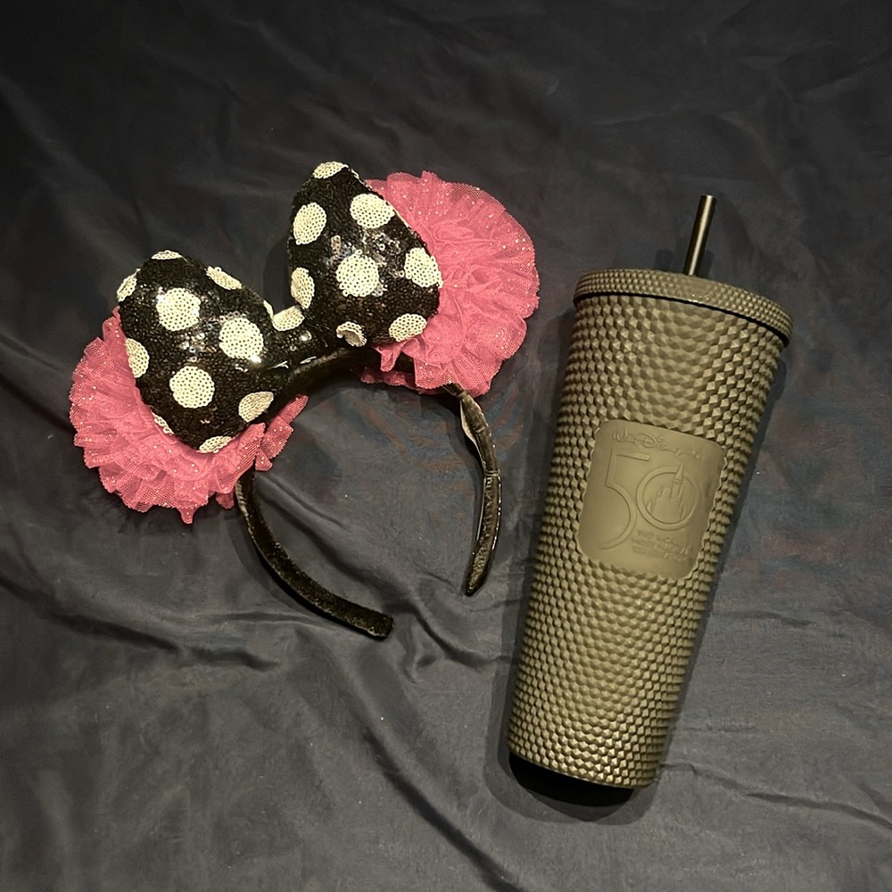 Disney 50th Anniversary Matte Black Starbucks cup